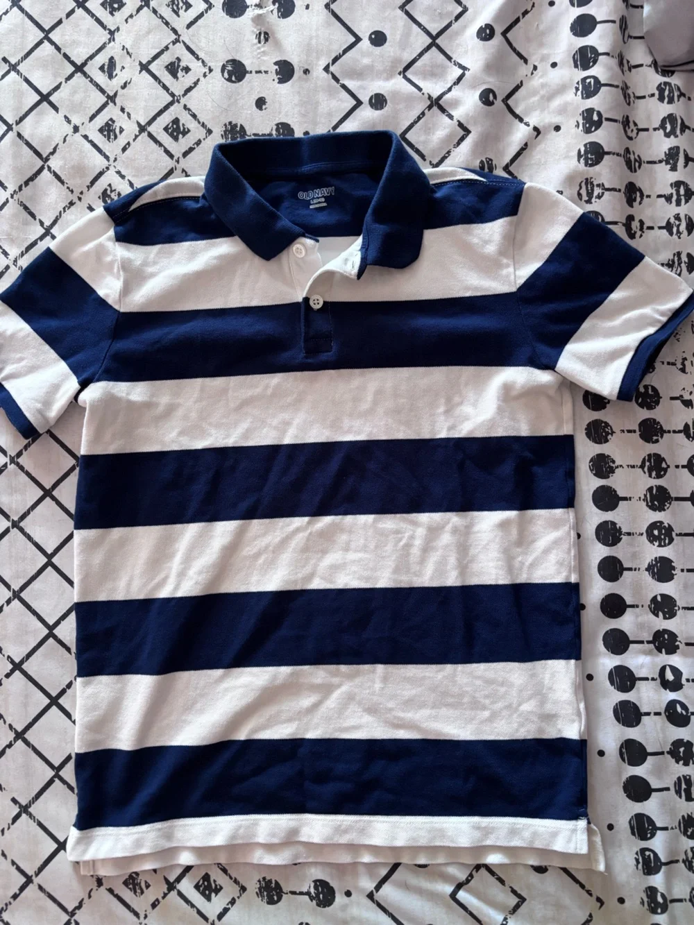 Old Navy Navy and White Striped Polo